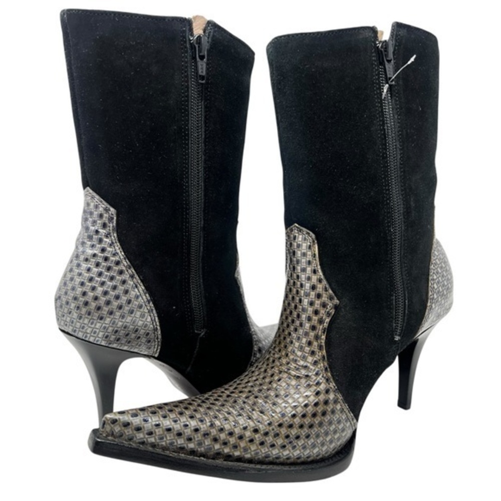 Chic Black and Silver Heeled Boots